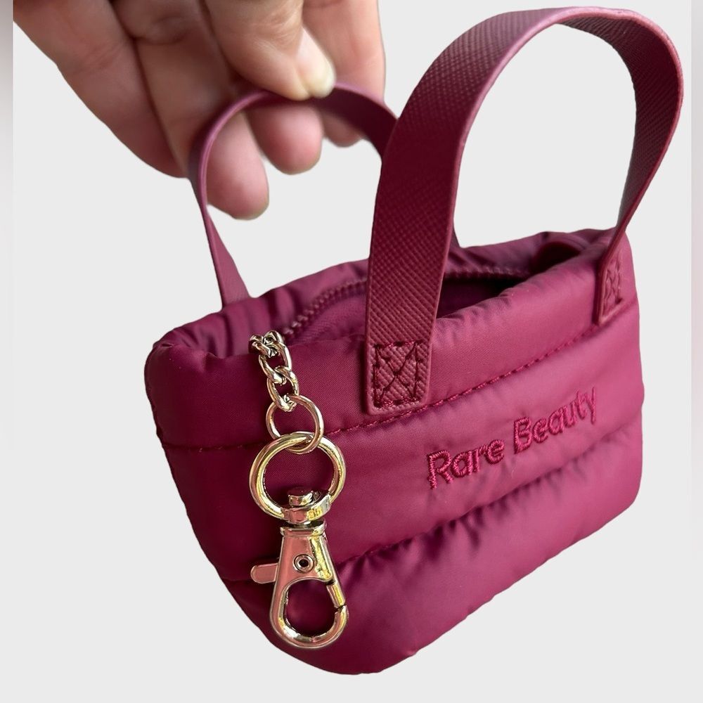 Rare Beauty Mini Puffy Traveler Tote Keychain Rich Berry